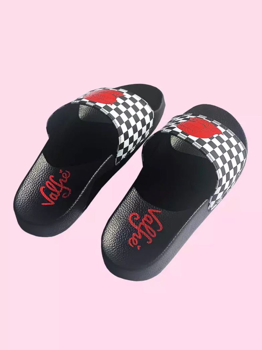 Valfré Black Checkerboard Slide Sandals SMALL